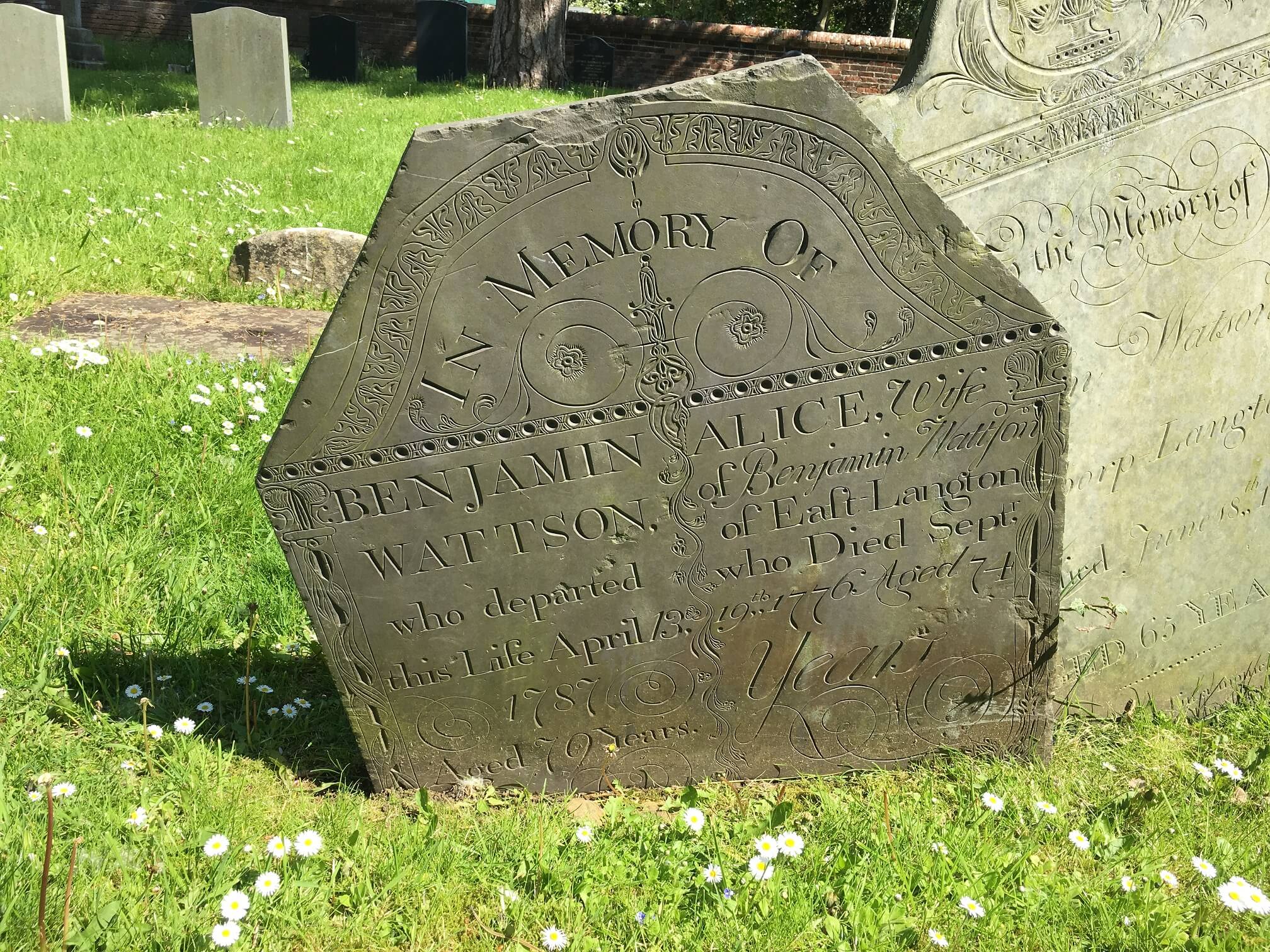 Swithland Slate Headstone in Church Langton Churchyard