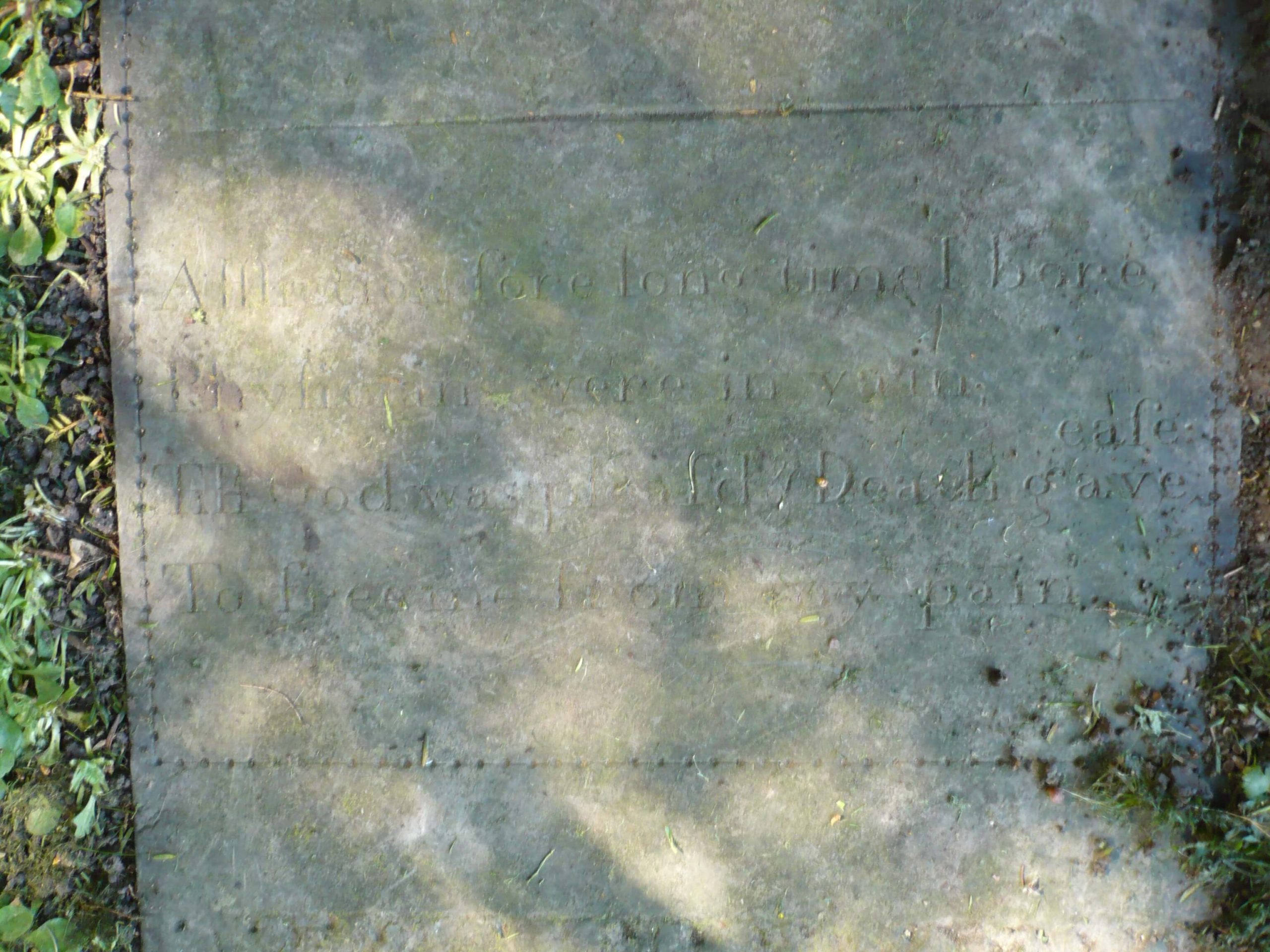 Slate ledger in St Helen's Churchyard, Gumley, leicestershire.