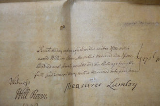 Signatures of Measures Lumley, and Will Reeve on parchment.