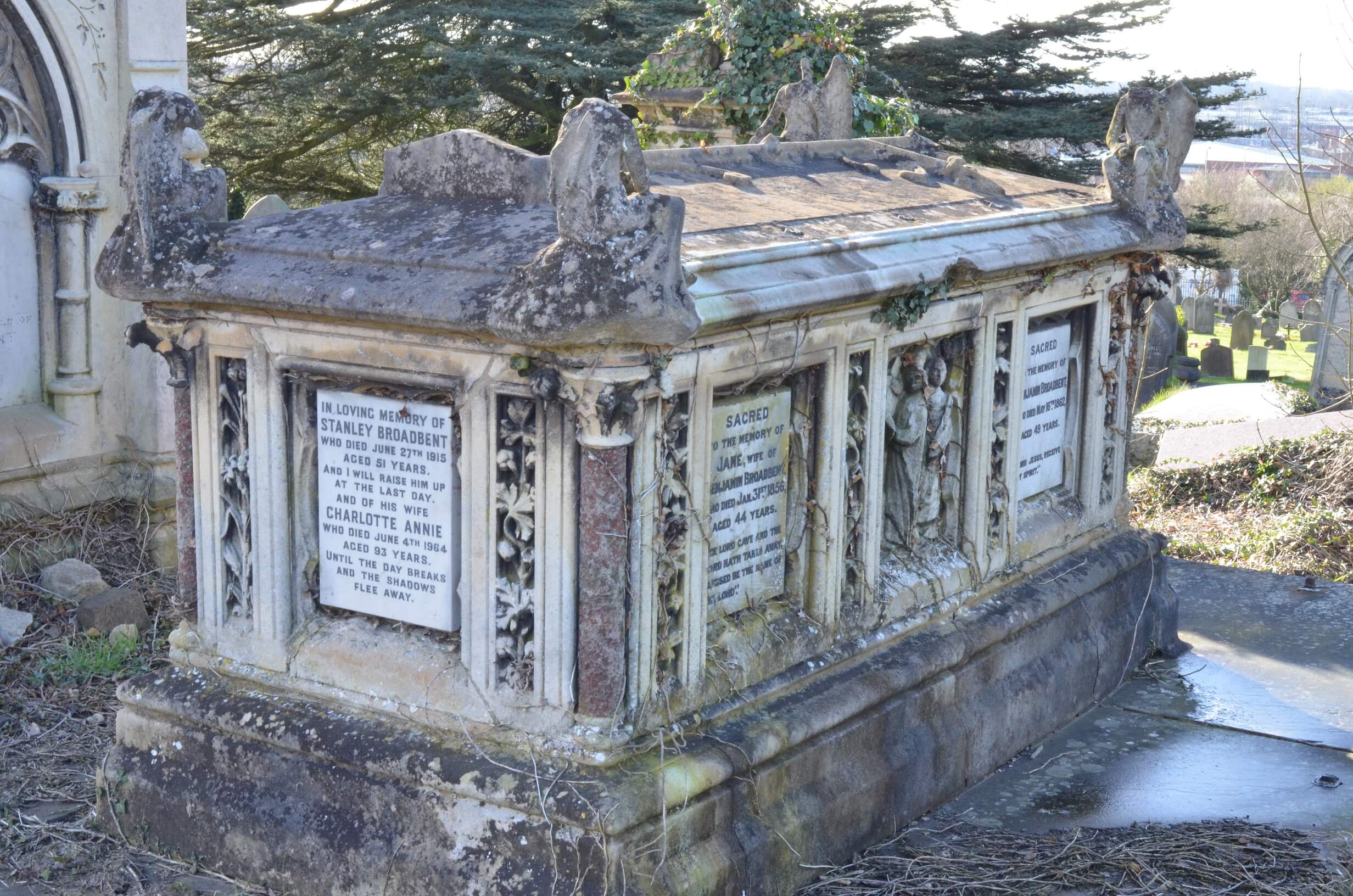 Elaborate chest tomb in Welford Road Cemetery, Leicester.